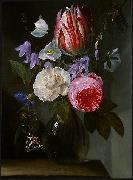 Jan Philip van Thielen Roses and a Tulip in a Glass Vase. Germany oil painting artist